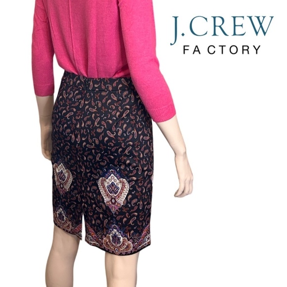 J. Crew The Pencil Skirt Cotton Bold Paisley Print Versatile Colourful Mini - Picture 9 of 12